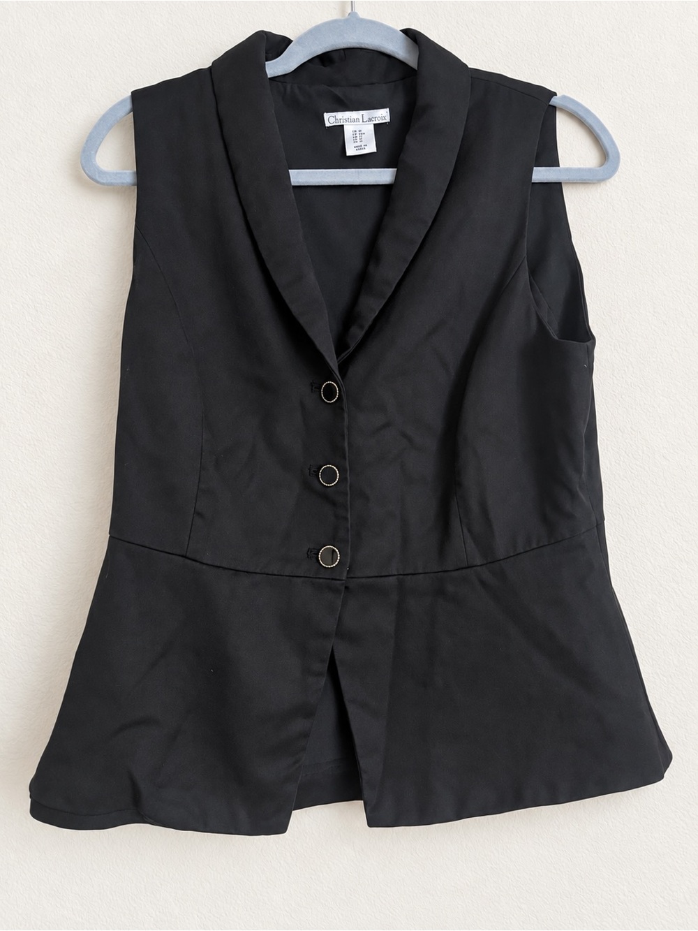 Christian Lacroix Black Sleeveless Peplum Vest Blazer